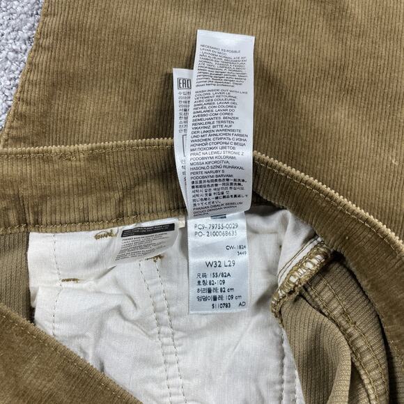 Levis Corduroy Pants Womens 32 x 28 Ribcage Straight Ankle Tan Brown - Picture 7 of 13